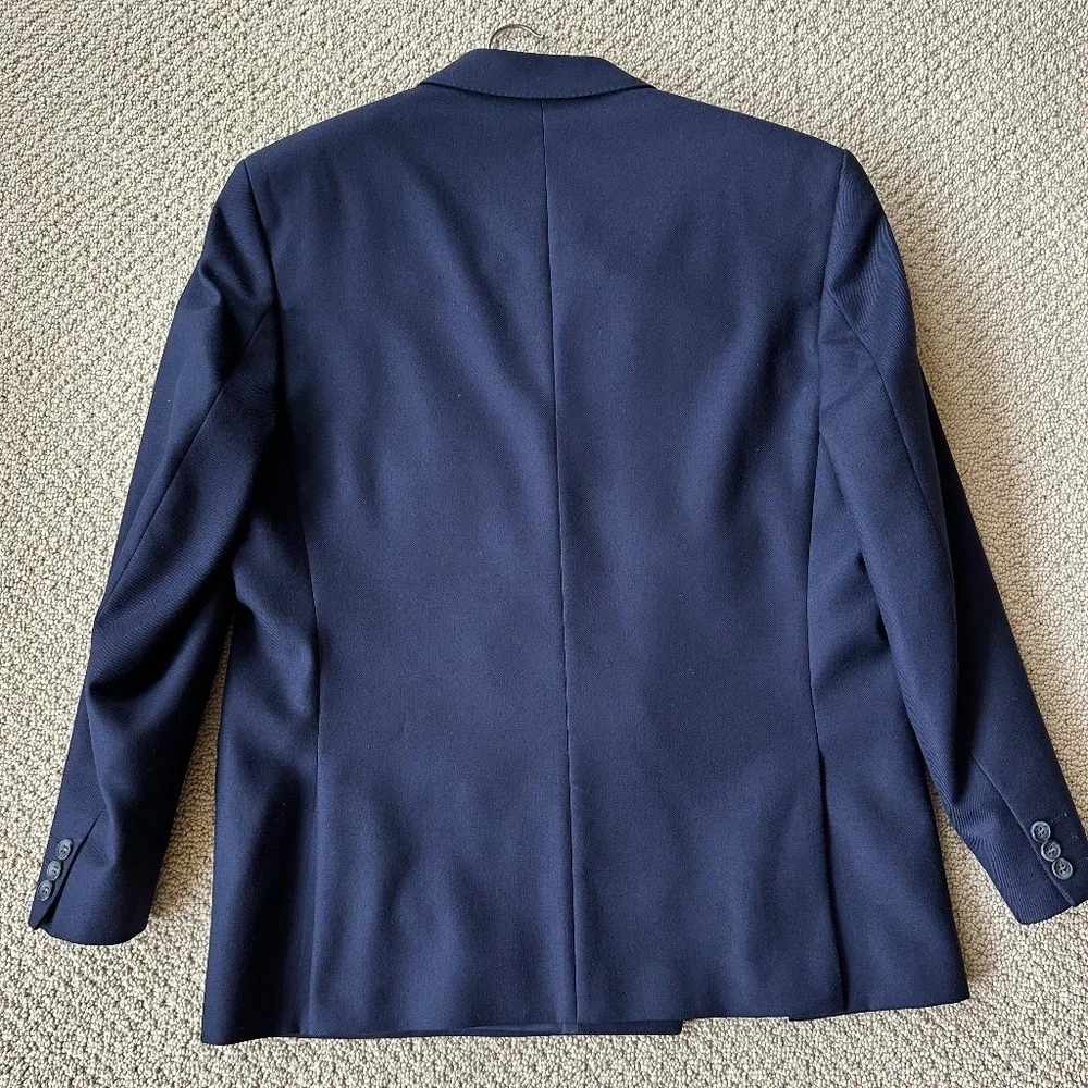 Navy Blue Double Breasted Wool Blazer By The Buckingham Taylor D.J. Lewis